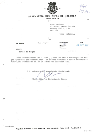Moção da Assembleia Municipal de Mértola